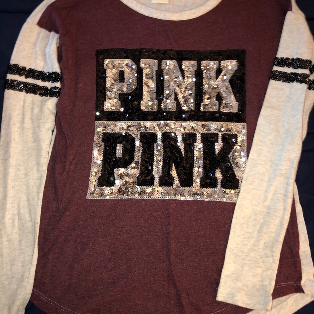 VS PINK Long Sleeve Sequin Top